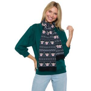 New Mens Womens Christmas Reindeer Knit Scarf 70" Fair Isle Double Sided Print